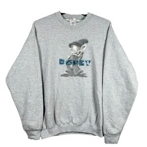 Vintage Disney Dopey Adult Size XL Graphic Crewneck Sweatshirt Gray Snow White